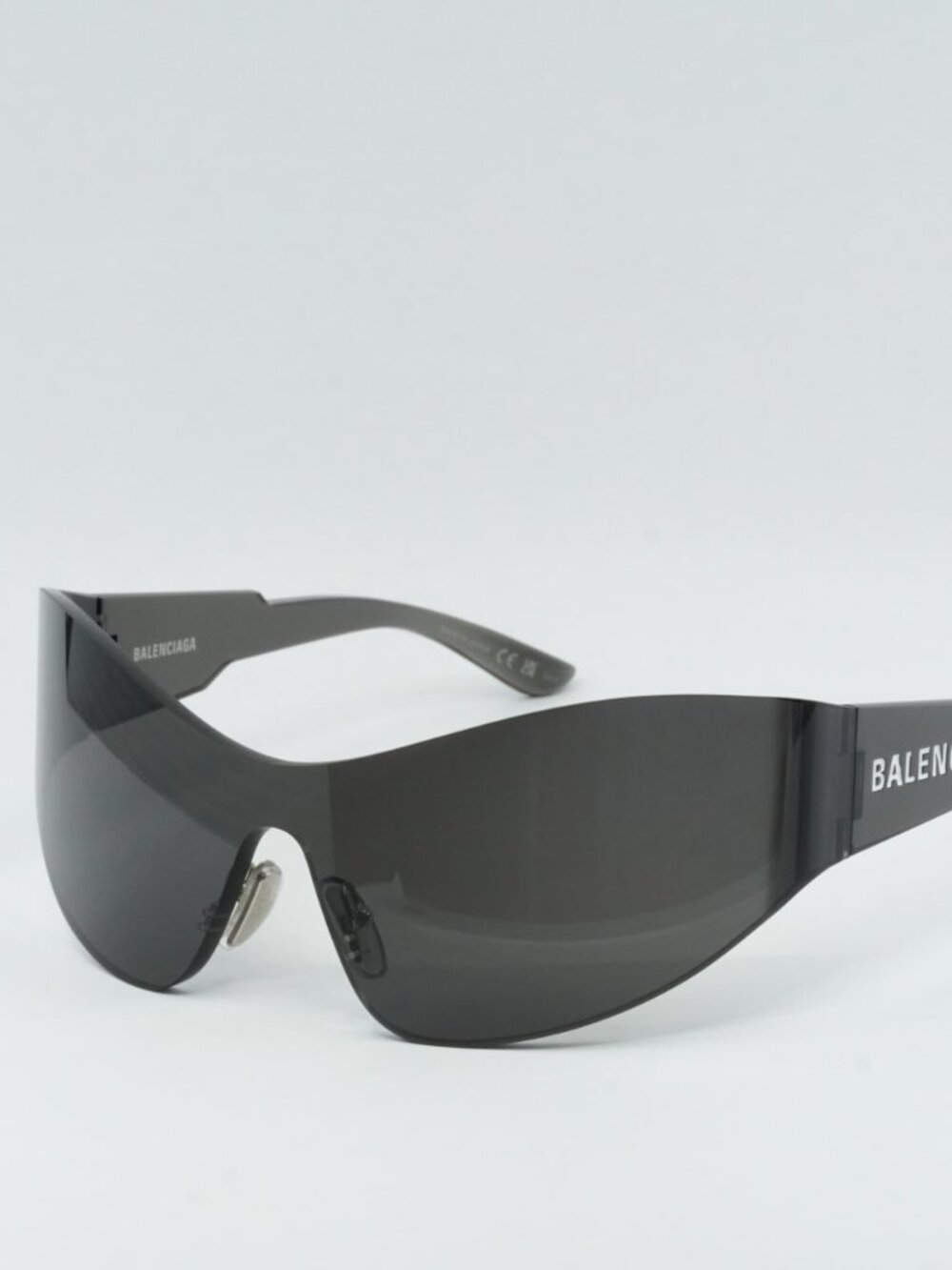 Balenciaga BB0257S 001 Sunglasses  Grey Shield Frame, Grey Lenses